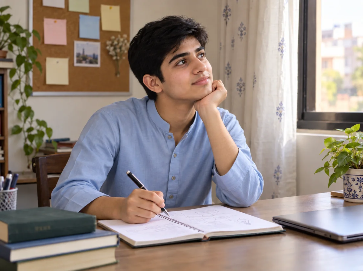 A learner coding at a desk